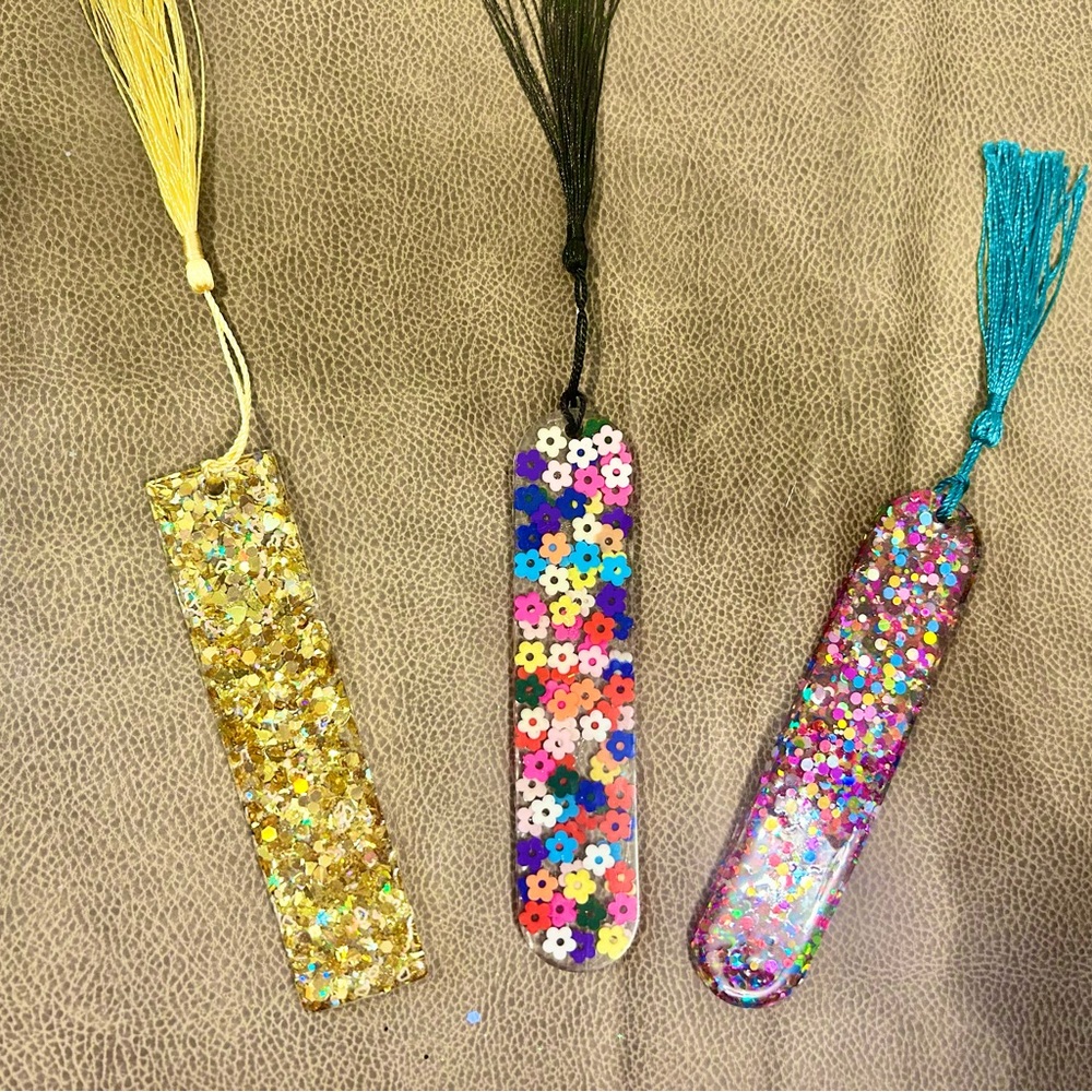 Colorful Glitter and Floral Bookmarks Set